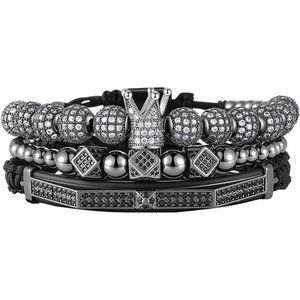 Imperial Crown King Mens Bracelet Pave CZ Gold Bracelets for Men Luxury Charm